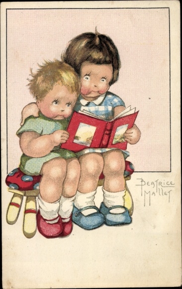 Artist PC Mallet, girls looking at a book