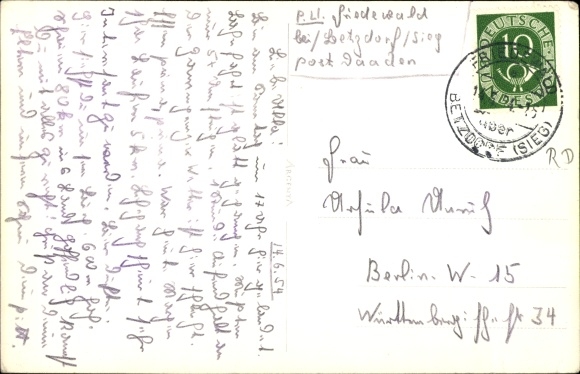 Postcard Friedewald Westerwald, partial view, onion tower