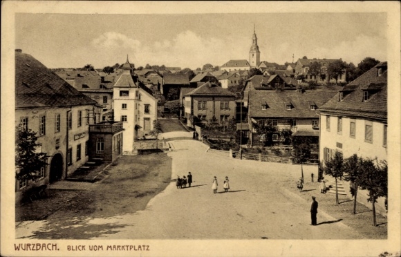 Postcard Wurzbach in Thuringia, view from the market square