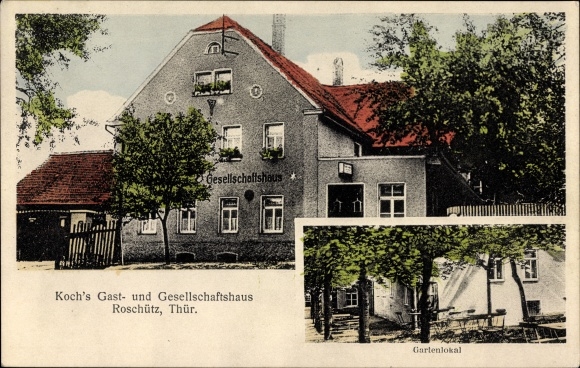 Ak Roschütz Gera in Thüringen, Koch's Gast- und Gesellschaftshaus, Garten