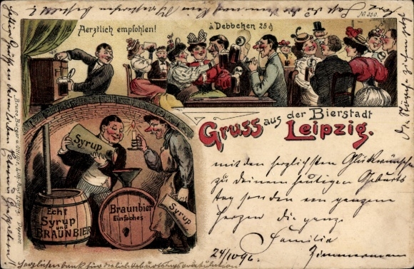 Chromo-Litho Greetings from the Beer War, ring-free beer, ring beer, beer barrels, inn, BB&OL 7296
