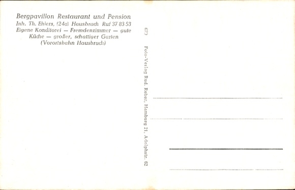 Postcard Hamburg Harburg Hausbruch, Bergpavillon Restaurant and Pension, Dining Room