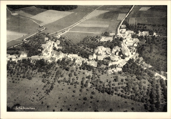 Postcard Schalkstetten Amstetten in the Swabian Alb Württemberg, aerial photograph