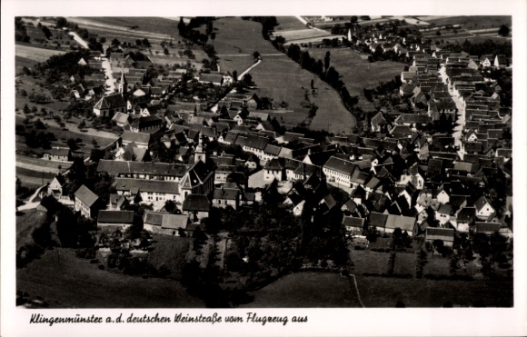 Postcard Klingenmünster on the Wine Route Palatinate, aerial photograph