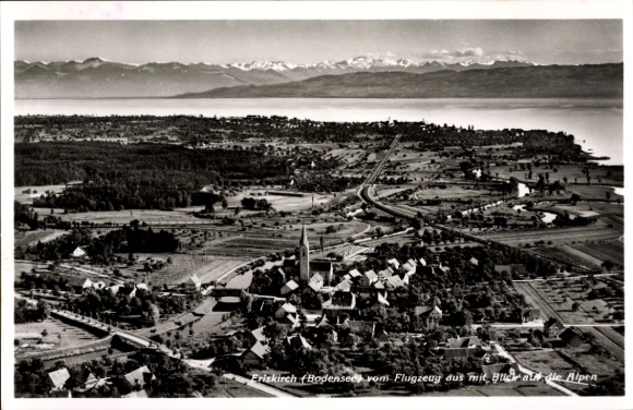 Ak Eriskirch Bodensee, Fliegeraufnahme, Alpen