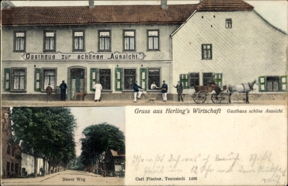Postcard Bad Tennstedt in Thuringia, Herling's Economy, Inn with a Beautiful View, Neuer Weg