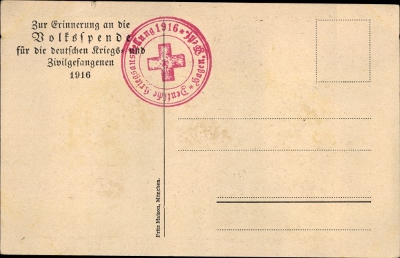 Artist PC people&#39;s donation for the German prisoners of war and civilian prisoners 1916, I. WW