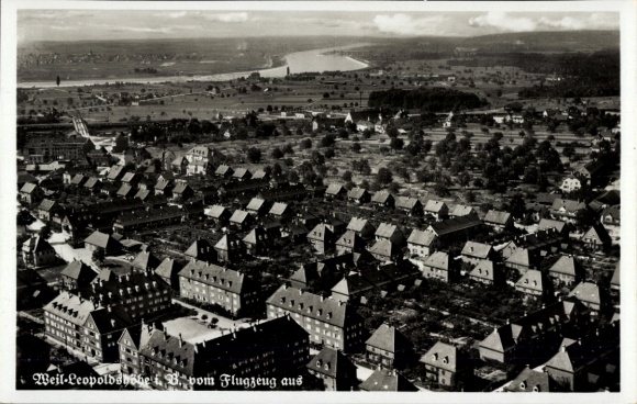Postcard Leopoldshöhe Weil am Rhein, aerial photograph