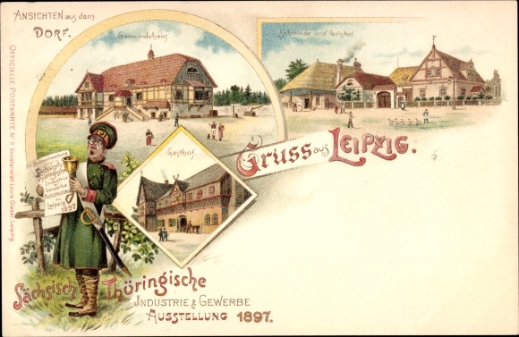 lito Leipzig w Saksonii, Saksonia. Wystawa przemysłowa i handlowa Turyngii 1897, kuźnia