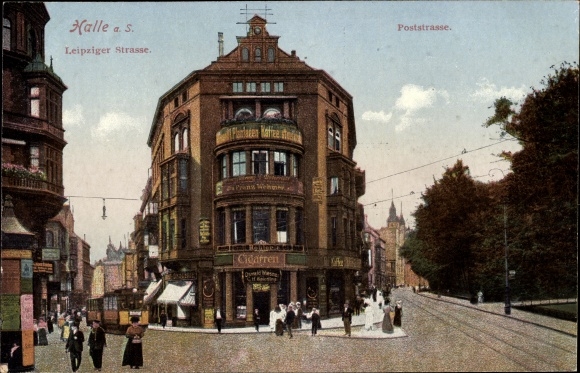 Ak Halle an der Saale, Leipziger Straße, Poststraße