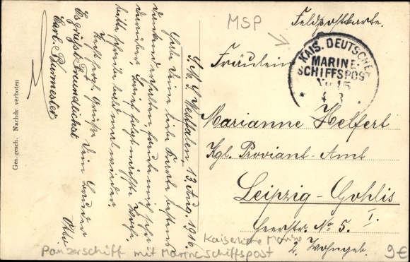 Ansichtkaart Deutsches Kriegsschiff, matrozen, werk aan boord