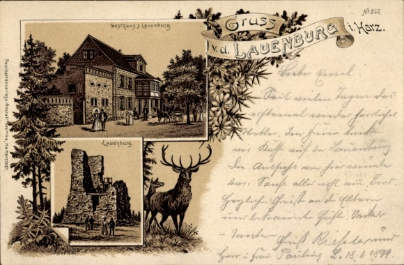 Litho Stecklenberg Thale im Harz, Lauenburg, Gasthaus, Hirsch