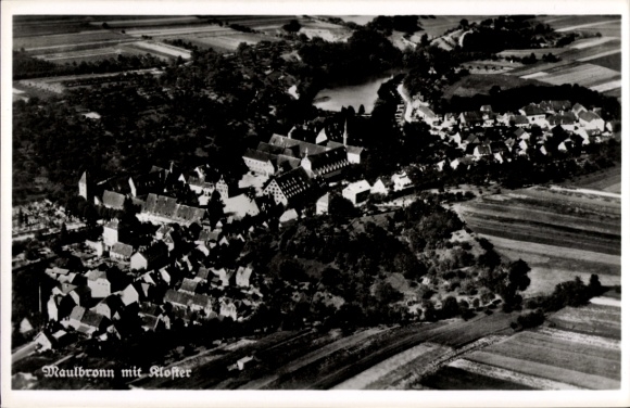Maulbronn monastery in the Enzkreis district of Baden-Württemberg, aerial photograph
