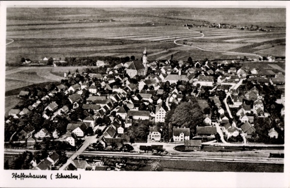 Ak Pfaffenhausen in Oberschwaben Unterallgäu, Fliegeraufnahme