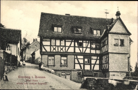 Ak Kronberg im Taunus Hessen, oude huizen in vakwerkstijl
