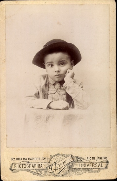 Cabinet photo Brazil, portrait of a little boy, Photographer Leterre, Rio de Janeiro
