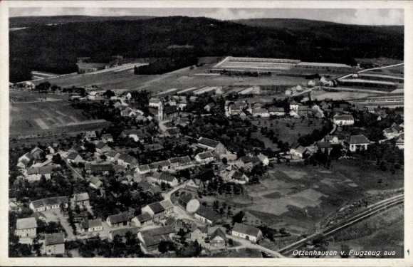 Ak Otzenhausen Nonnweiler an der Saar, luchtfoto van huizen, velden, bomen