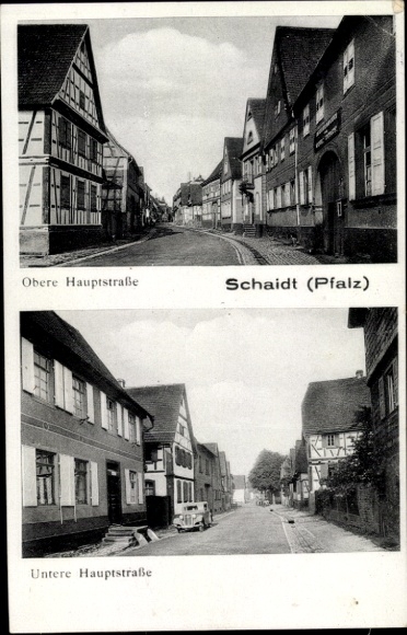 Ak Schaidt Wörth am Rhein in der Pfalz, Obere und Untere Hauptstraße