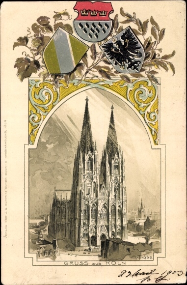 Wappen Künstler Litho Trübe, M., Köln am Rhein, Dom