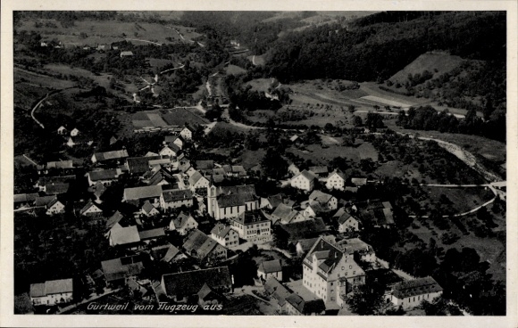 Postcard Gurtweil Waldshut Tiengen am Hochrhein, aerial photograph