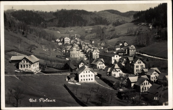 Postcard Dolni Polubný Unter Polaun Reichenberg region, panorama