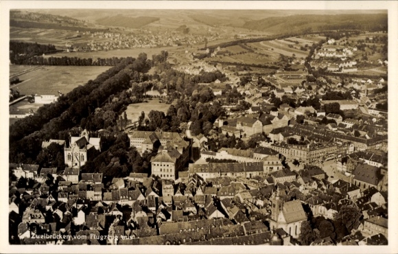 Postcard Zweibrücken in der Pfalz, aerial photograph
