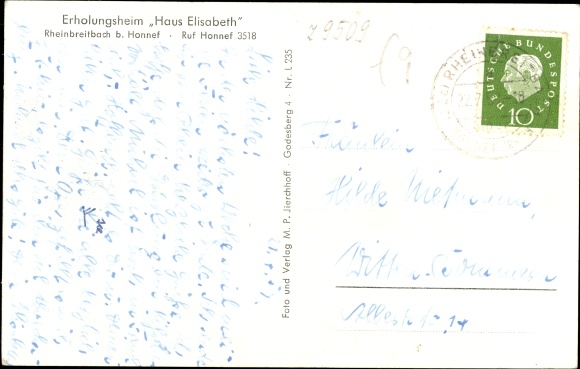 Postcard Rheinbreitbach in Rhineland-Palatinate, convalescent home Haus Elisabeth, guest house, park