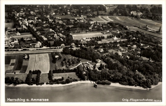 Postcard Herrsching am Ammersee, aerial photograph