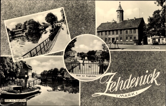 Postcard Zehdenick in der Mark, Fehdenick, An der Havel, view of the drawbridge, town hall