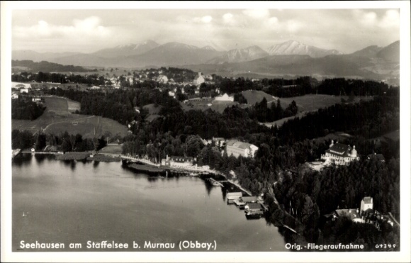 Postcard Seehausen am Staffelsee, aerial photograph