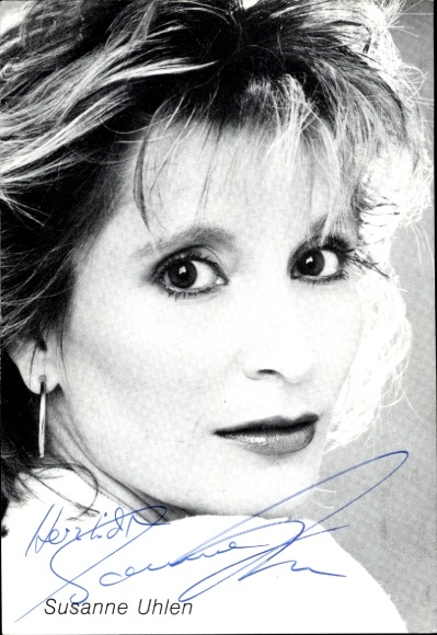 Postcard actress Susanne Uhlen, portrait, autograph