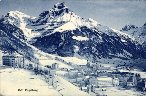 KP Engelberg Kanton Obwalden Szwajcaria, krajobraz górski, ośnieżone góry, widok na miasto