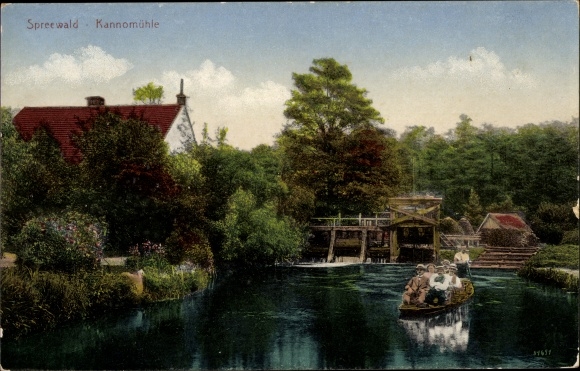 Postcard Kannomühle Alt Zauche Wußwerk in the Spreewald, boat