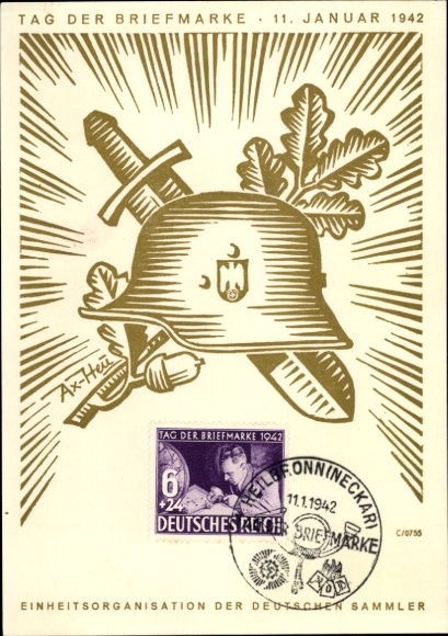 Künstler Ak Axster Heudtlaß, Tag der Briefmarke 1942, KdF
