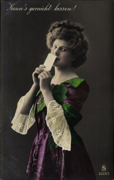Postcard Young Woman, Portrait, Message