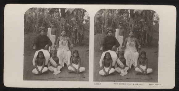 Stereo Photo India Malabar Southwest Coast, picture of a Nair family