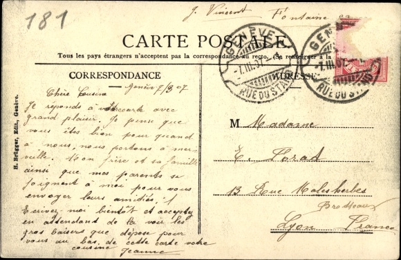 Postcard Genève Genf Schweiz, Rue du Mont Blanc and Mont Blanc