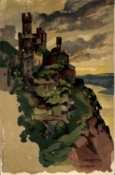 Artist Postcard Pfaff, C., Niederheimbach, Sonneck Castle