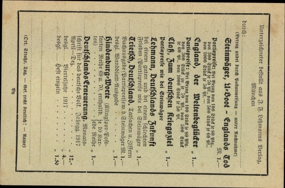 Postcard Germany&#39;s renewal, monthly magazine for the German people in 1917, JF Lehmanns Verlag Munich