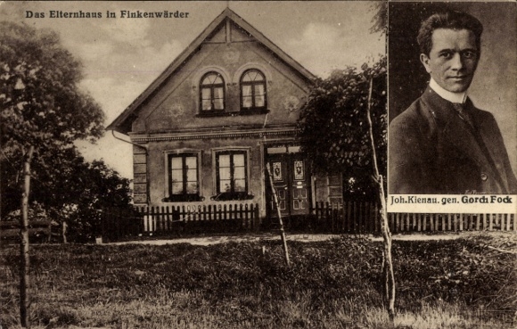 Postcard Hamburg Mitte Finkenwerder, Gorch Fock, Johann Wilhelm Kienau, parents' house