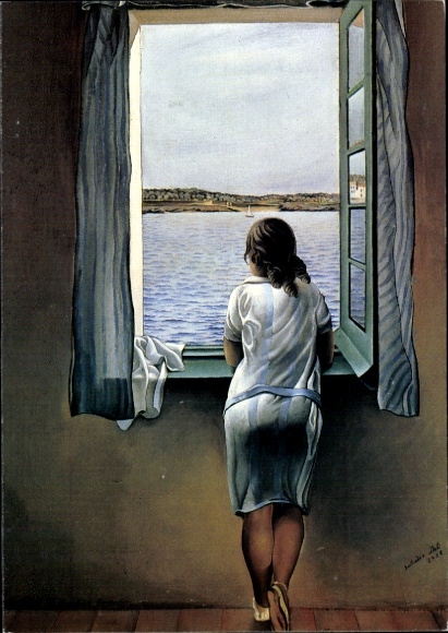 Künstler Ak Dali, Salvador, Mädchen am Fenster