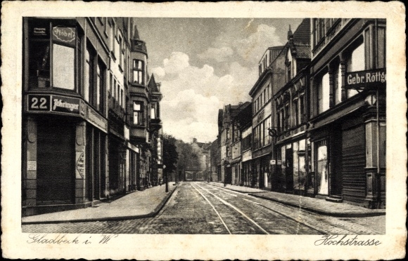 Postcard Gladbeck in the Ruhr area of North Rhine-Westphalia, view of Hochstrasse, shops