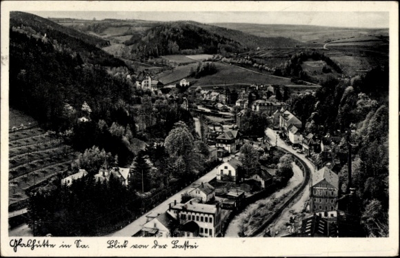 Postcard Glashütte in Saxony, Panorama, view from the Bastei