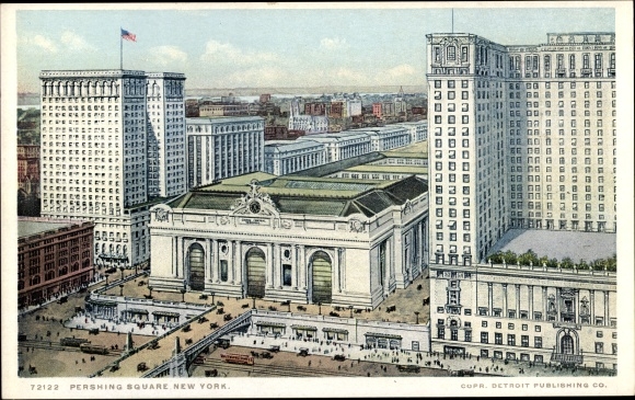 Postcard New York City USA, New Grand Central Terminal Station, Pershing Square