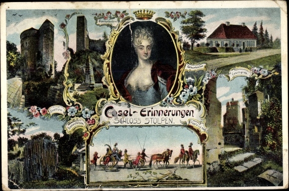 Postcard Stolpen in Sachsen, castle, Anna Constantia Imperial Countess von Cosel, basalt rock, birthplace