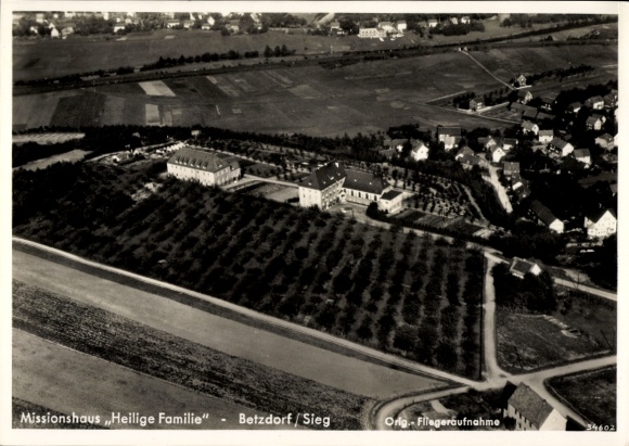 Postcard Betzdorf an der Sieg, aerial photograph, Mission House Holy Family