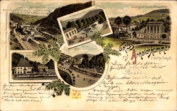 litho Arnoldshammer Rittersgrün Breitenbrunn in het Erzgebirge, lokale uitzichten