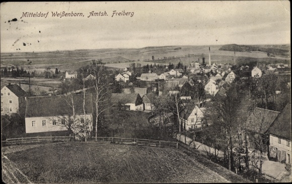 Postcard Berthelsdorf Weißenborn in the Ore Mountains, Panorama