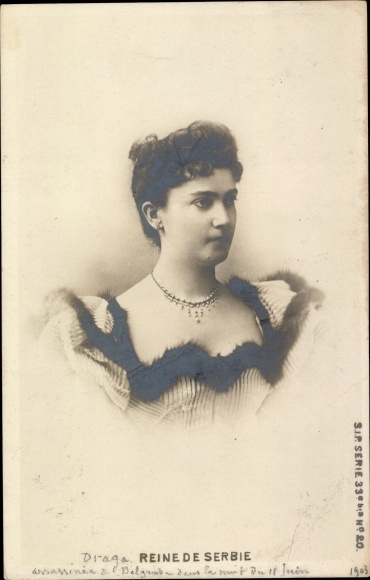 Postcard Serbia, Queen Draga Mašin, portrait