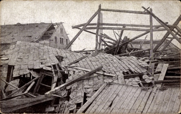 PC Chemnitz in Saxony, storm catastrophe 1916, destroyed roofs